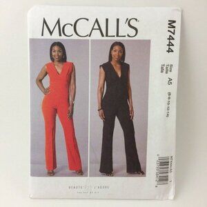 McCalls Pattern 7444 Jumpsuit Uncut Sz 6 8 10 12 14 Deep V Plunge Neckline Sexy